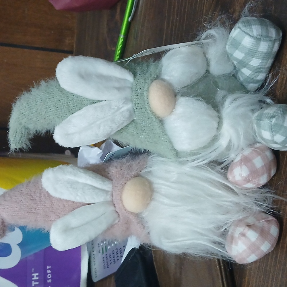 Adorable Gnome Plush Set in Green and Pink Easter Gnomes